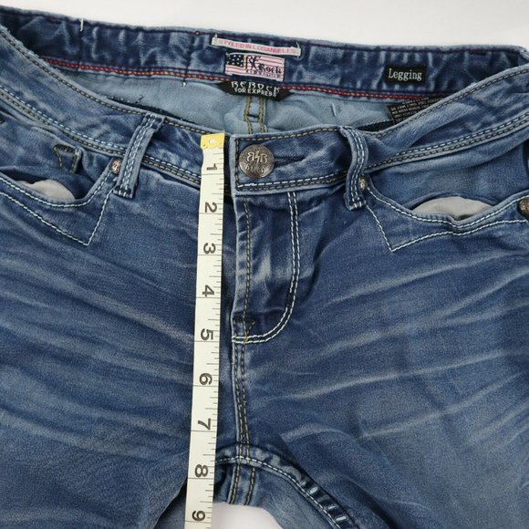 ReRock For Express Blue Denim Womens Size 6 Regular Low Rise Legging - Picture 9 of 12